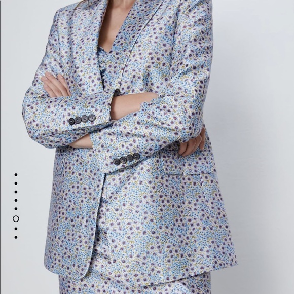 NWT Zara Blue Floral Blazer - Picture 3 of 8
